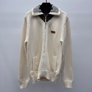 Ami Ivory Sweater with Striped Collar